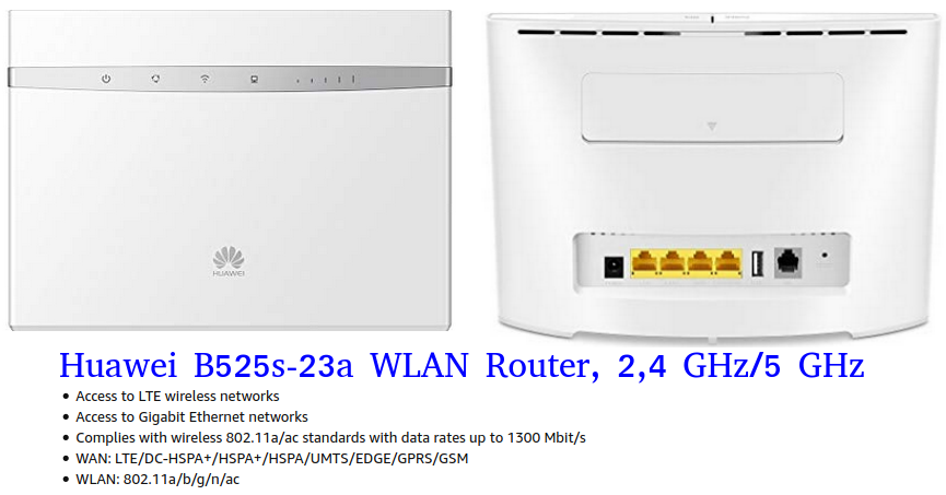 pas titel ukendt Huawei B525s-23a – 4G, LTE (CAT6), WLAN Router, with WiFi at 2.4 and 5 GHz  | EMCU